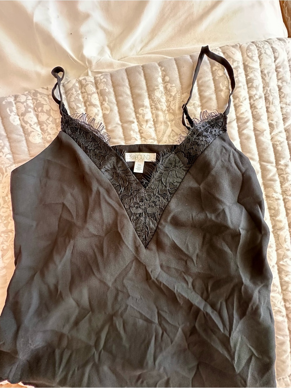 Abound Black Lace-Trim Satin Cami